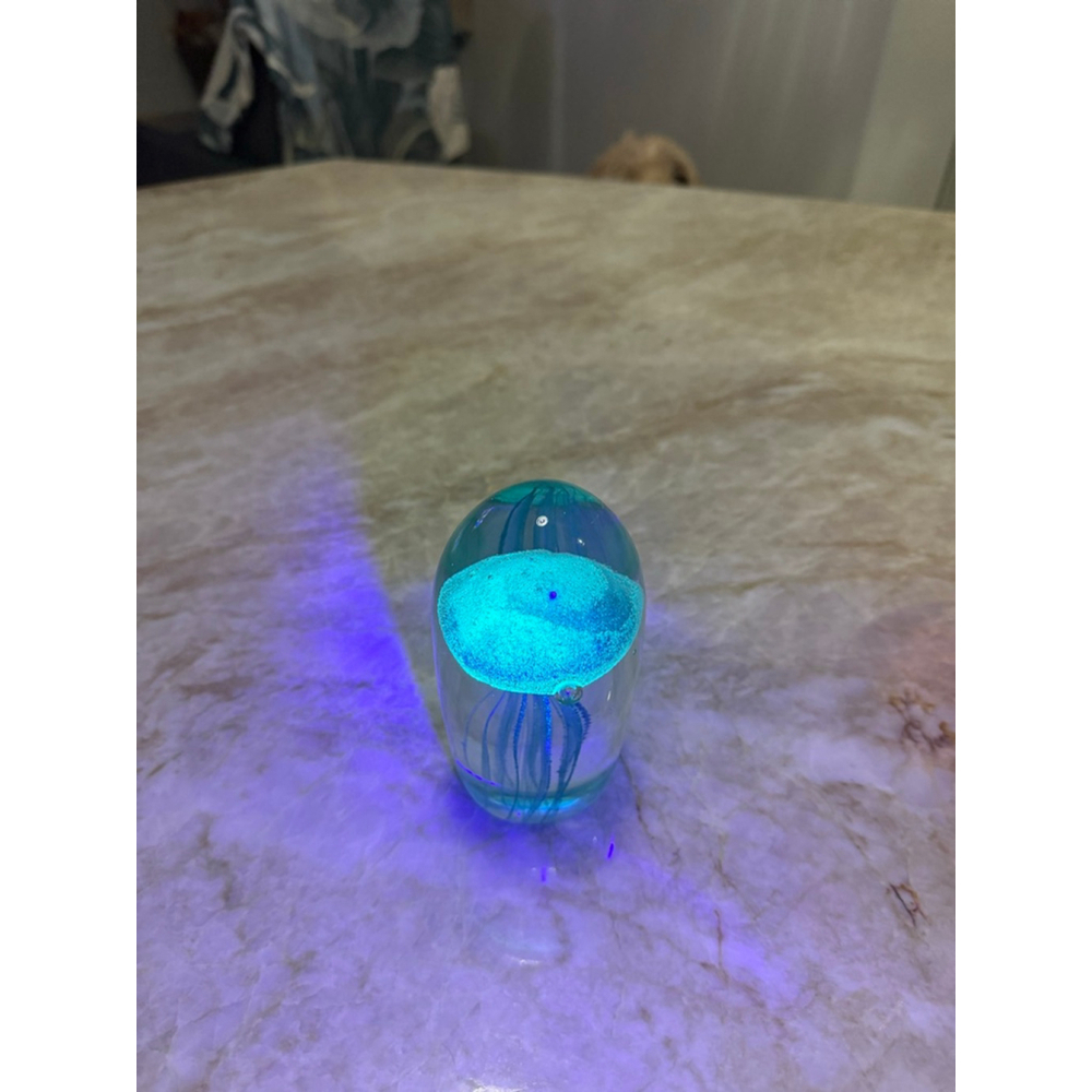 Blue Clear Glass Jellyfish paperweight sculpture - Picture 5 of 6